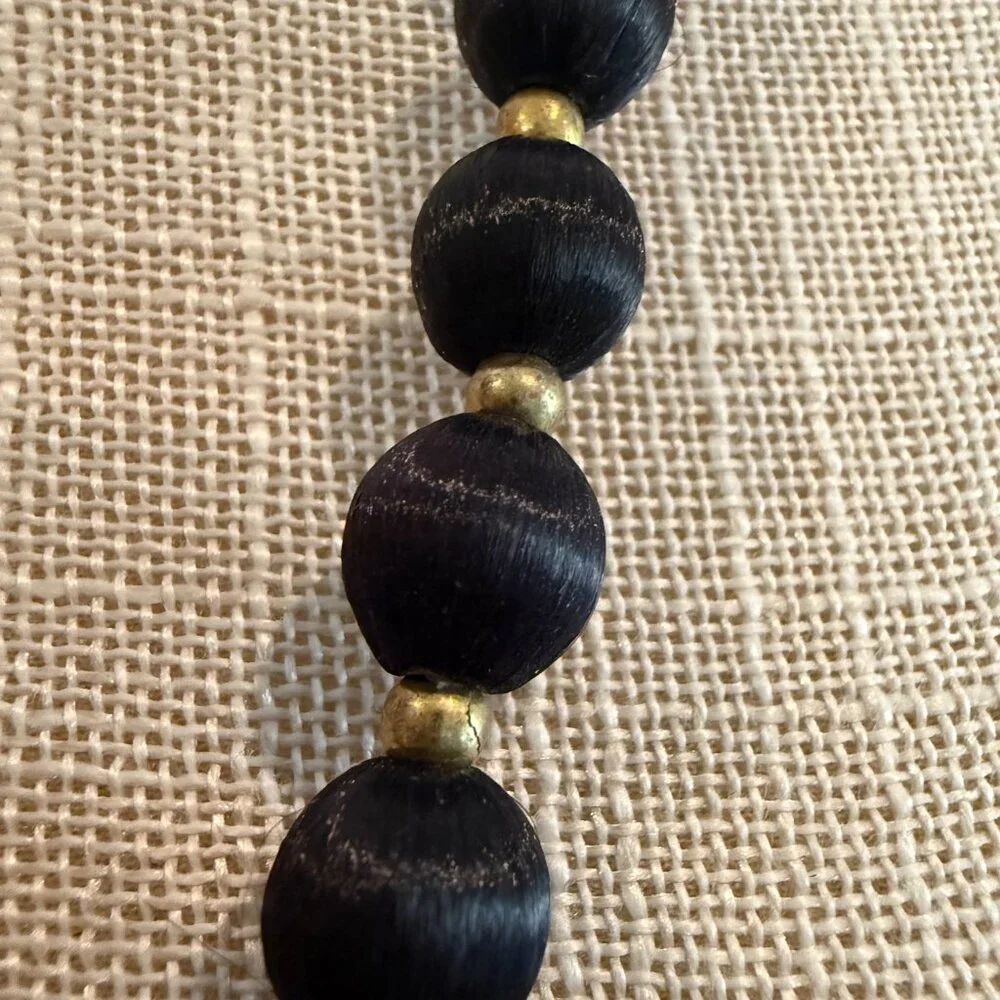BLACK SILK THREAD Beaded Necklace
